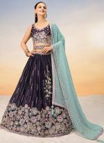 Sattin Burgandy Party Wear Sequins Work Lehenga Choli